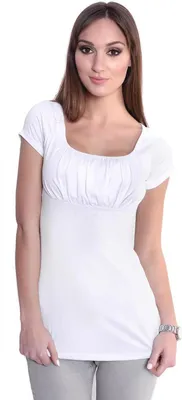 Produktbild von Damen Shirt Tunika mit Raffungen U-Ausschnitt ; Weiß/M/L 38/40