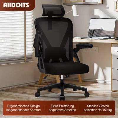Obrázek produktu pro Ergonomická kancelářská židle s prodyšnou opěradlem a sklopnými podloketníky