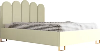 Produktbild von Schlafzimmer-Polsterbett MALAGA, Gepolstertem Kopfteil, Hochwertiger VELUTTO Polsterstoff, Bettkasten mit Gasdruckfeder, Komfortable Betthöhe 39 cm, 140x200 cm Beige