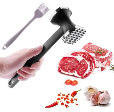 Fleischklopfer doppelseitig, 22 cm, glatt, für Schnitzel und Steak, schwarz