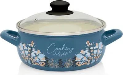 Zdjęcie produktu dla Rondel 1,5l ze szklaną pokrywką Cooking Delight Metalac emalia/16cm/1,5l