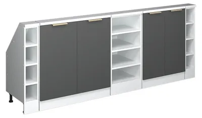Produktbild von Küchenschrank für Dachschrägen Vicco R-Line Anthrazit-Gold 210 cm 5er Set, Model 60615