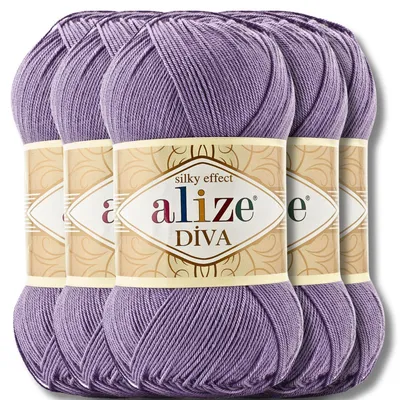 Produktbild von Alize 5x 100g Diva Wolle, Uni, Häkeln, Stricken (622)