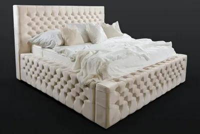 Zdjęcie produktu dla Podwójne łóżko Chesterfield Łóżko do sypialni Materac 180 cm Beżowe nowoczesne drewno