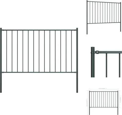 Immagine prodotto di vidaXL Pannello di recinzione con paletti in acciaio verniciato a polvere 1,7 x 0,75 m - Pannelli di recinzione