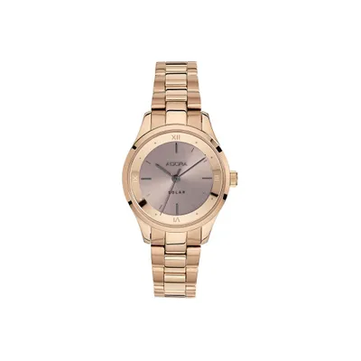 Produktbild von Adora Trends | Solar Damenuhr analog rosegoldfarben Edelstahl