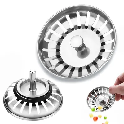 Image de Filtre pour lavabo, en acier inoxydable, lot de 2, diamètre 8 cm, pour cuisine ou salle de bain