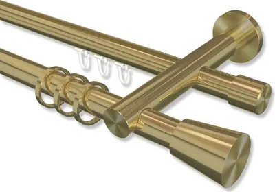 Produktbild von Interdeco Rundrohr-Innenlaufstange, Gardinenstange (Kombination) Messing-Optik Modell Platon Sitra, 20 mm Ø 2-läufig, 600 cm (geteilt)