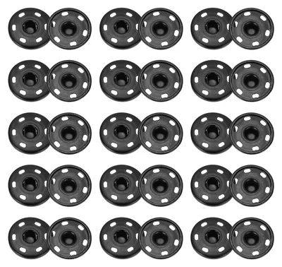 Produktbild von Aufnäbare Druckknöpfe - 50 Sets aus Metall - Zum Nähen - 21 mm Schwarz