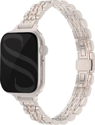 Produktbild von Selencia Jubilee inspiriertes schmales Edelstahlarmband für Watch Series 1 t/m 9 / SE (38/40/41 mm) | Series 10 / 11 (42 mm) - Starlight