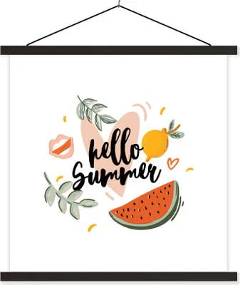 Produktbild von MuchoWow® Textilposter Wassermelone - Sommer - Rosa 120x120 cm mit schwarzem Rahmen - Aufhängungsset