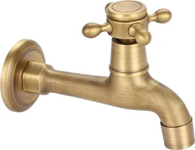 Produktbild von Wandmontage Vintage massivem Messing Wasserhahn Single Kaltwasser Band für Küchenspüle Mop Pool (lang)