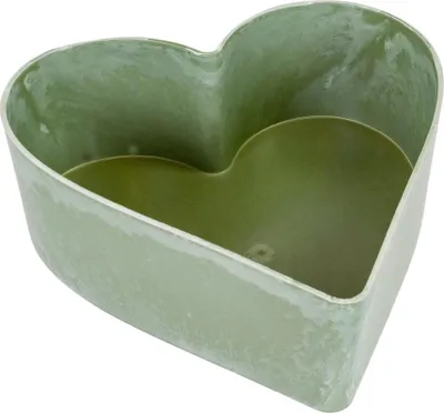 Produktbild von Herz Pflanzschale für draussen Vintage Dekoschale grün 22 cm