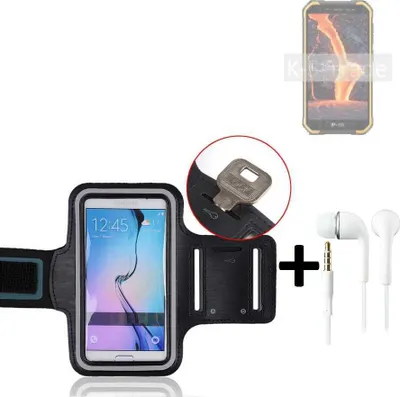 Produktbild von TOP SET kompatibel mit Ulefone Armor X6 Pro Neopren Jogging Armband Sportarmband Oberarmband kompatibel mit Ulefone Armor X6 Pro schwarz mit Reflektor