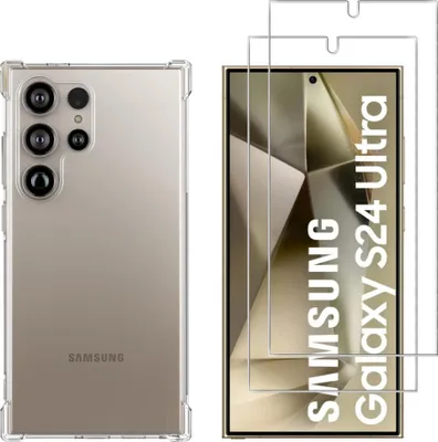 Immagine prodotto di Custodia antiurto per Samsung Galaxy S24 ULTRA con 2 protezioni per lo schermo in vetro temperato Phonillico