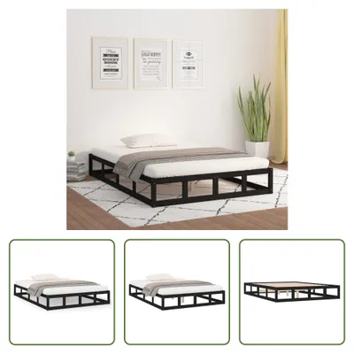 Produktbild von The Living Store Massivholzbett Schwarz 120x200 cm