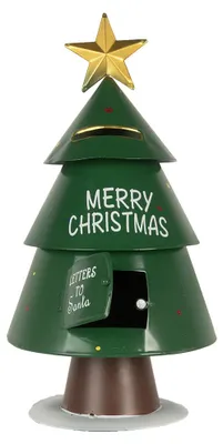 Productafbeelding van Clayre & Eef Kerstdecoratie: brievenbus, Ø 18x35 cm, groen, metaal