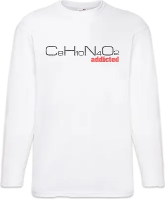 Image de Urban Backwoods C8h10n4o2 Addicted, t-shirt à manches longues, couleur : blanc, taille : XL