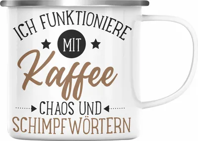 Produktbild von Trendation - Lustige Emaille Tassen Für Frauen Männer Sprüche Geschenk Spruch für Büro Vater Geschenk (Silber)