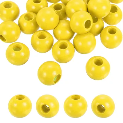 25 Stück 25 mm gelbe Holzkugeln mit 10 mm Loch
