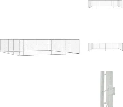 Obrázek produktu pro vidaXL Venkovní bouda pro psy z pozinkované oceli 760x760x185 cm - Boudy a výběhy pro psy