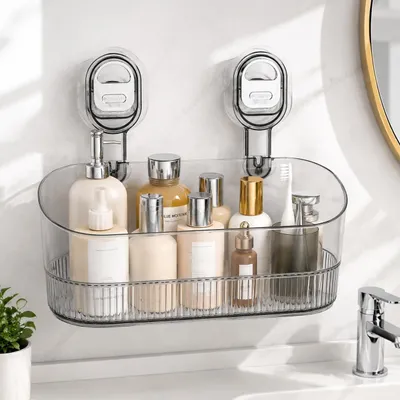 Produktbild von Duschablage mit Saugnäpfen - Ohne Bohren - Badewannenablage und Duschkorb aus Acryl