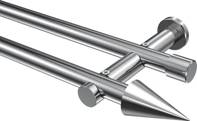 Produktbild von Interdeco Gardinenstange / Vorhangstange Chrom, Typ Platon Elanto (Rillenzylinder) ohne Ringe, 20 mm Ø 2-läufig, 100 cm