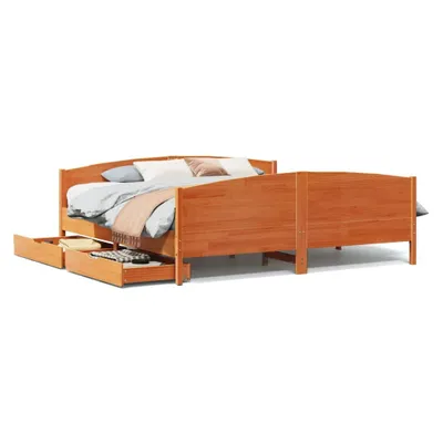 Produktbild von Massivholzbett ohne Matratze Wachsbraun 180x200 Kiefernholz