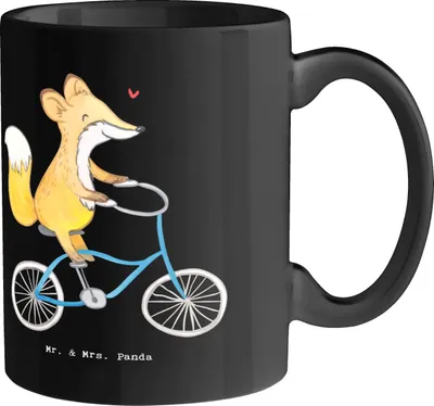 Produktbild von Mr. & Mrs. Panda Tasse Radsport Glück - Schwarz - Geschenk, Teamsport, Sportler, Freiheit, Kaffeetasse, Kaffeebecher, Pott, Becher, Sportart, Lebensfreude, Teetasse