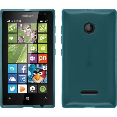 Produktbild von PhoneNatic Case kompatibel mit Microsoft Lumia 435 - türkis Silikon Hülle transparent + 2 Schutzfolien