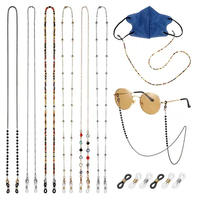 Produktbild von Brillenketten 6 Stück, dünnes Design, Perlenoptik, für Brillen und Sonnenbrillen