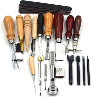 Zdjęcie produktu dla Zestaw narzędzi do dziurkowania skóry, narzędzie, 19 sztuk / zestaw do rzemiosła skórzanego DIY