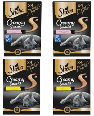 Produktbild von Sheba Creamy Snacks 4x48g Cremiger Snack mit Lachs und Huhn für Katzen