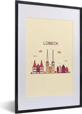 Produktbild von MuchoWow® MuchoWow® Gerahmtes Poster Lubeck - Deutschland - Skyline 40x60 cm - Poster mit zchwarzem Bilderrahmen - Poster in Rahmen