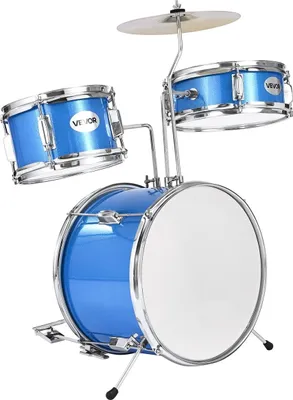 Produktbild von Kinder-Schlagzeug 3-teiliges Junior-Musik-Schlagzeug mit 14-Zoll-Bassdrum (blau)