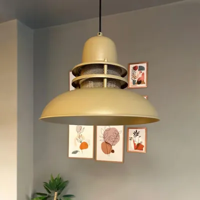 Produktbild von Bamyum Hängelampe Beige Metall Ø34 cm E27 Retro  Lampe