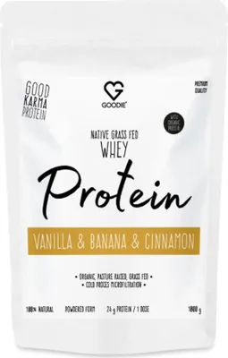 Obrázek produktu pro Goodie Nativní syrovátkový proteinGrassFed - vanilka & banán & skořice / Native GrassFed Whey protein - 1000 g