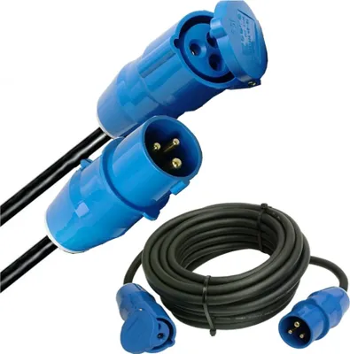 Produktbild von 10-m Verlängerungskabel Camping-Stromkabel IP44 CE mit CEE Stecker Kupplung  CEE  16A / 230V IP44 Kabel Stecker Kupplung blau Campingkabel H07RN-F 3G2,5 gemäß VDE Bestimmung