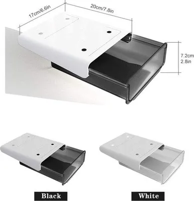 Produktbild von Famanu Aufbewahrungsbox unter dem Tisch, 2 Stück, versteckter Schublade, kreativer Schreibtischorganizer in Schwarz