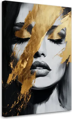 Produktbild von Leinwandbild Goldporträt eines Frauengesichts Glamour 40x60 Feeby Gold bild für die wand bereit zum aufhängen