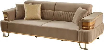 Produktbild von Villa Möbel Sofa Braga Beige 3-Sitzer Relax- und Bettfunktion, pflegeleichter Mikrofaser Samtstoff, inkl. Kissen