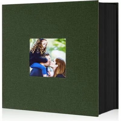Produktbild von Fotoalbum Einsteckalbum 10x15cm 1000 Fotos Leinen Grün 33x31x9cm