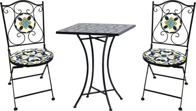 Mosaik Sitzgarnitur Set 3-teilig Sitzgruppe Gartenmöbel Tisch Stühle