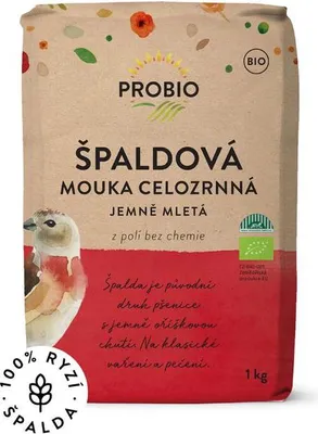 Obrázek produktu pro Mouka špaldová celozrnná jemně mletá BIO 1 kg PROBIO