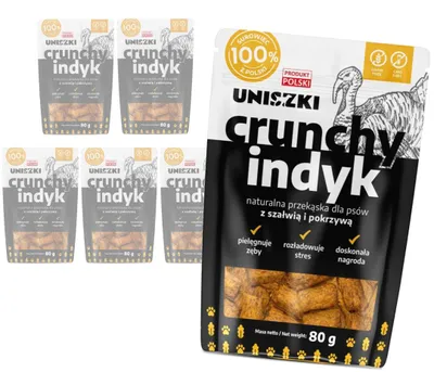Zdjęcie produktu dla Uniszki Crunchy Indyk 6x80g Naturalny Przysmak Gryzak Dla Psa