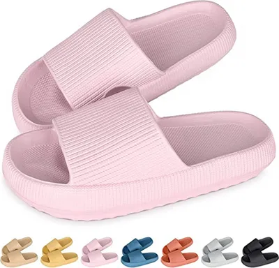 Produktbild von ASKSA Cozislides Original Slippers Herren Damen Hausschuhe Bequeme Rutschfest Ultraleicht Zuhause Badeschuhe Badeschlappen, Rosa, Größe: 38-39