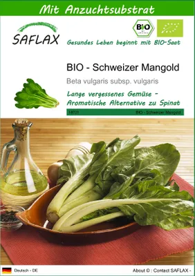 Produktbild von SAFLAX - BIO - Schweizer Mangold - Beta vulgaris subsp. vulgaris - 150 Samen - Mit keimfreiem Anzuchtsubstrat