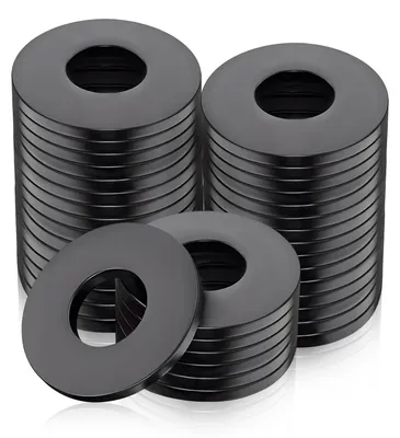 Productafbeelding van 50 zwarte, roestvrijstalen onderlegschijven M5x15x1mm, geschikt voor schroeven, moeren en schroefdraadstangen
