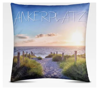 Produktbild von Outdoor Kissen (Ankerplatz) 45cm x 45cm, Dekokissen mit abnehmbarem Bezug - schmutz- und wasserabweisend, für Garten, Balkon, Terrasse