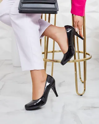 Produktbild von Royalfashion Schwarz lackierte Degonop Pumps mit Absatz, Größe 40